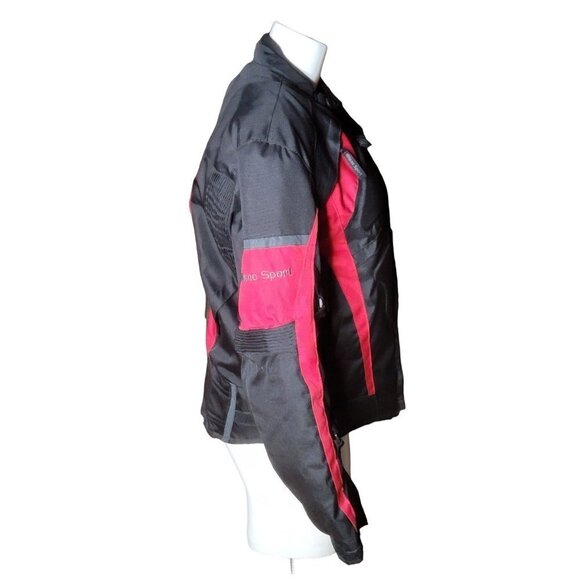 MILANO Sport Womens Jacket Motorcycle Medium Black Red Padded Detachable Liner - Picture 9 of 16